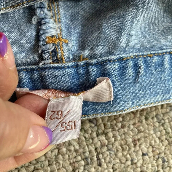 Moiselle Y2K Jeans Women 0/W27 Floral Embroidered Light Wash Blue Fray Hem Fairy - Picture 5 of 14